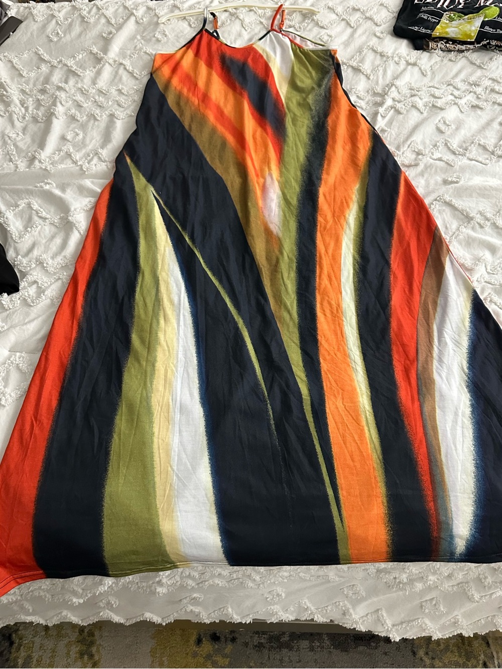 Amazon Women's Orange Tie-Dye Maxi Dress with Multicolor Accents